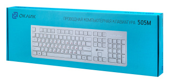 Клавиатура Оклик 505M белый USB slim