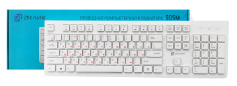Клавиатура Оклик 505M белый USB slim