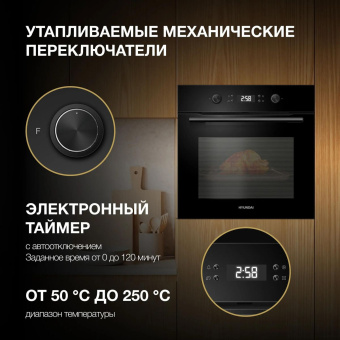 Духовой шкаф Электрический Hyundai HEO 6650 BG черный