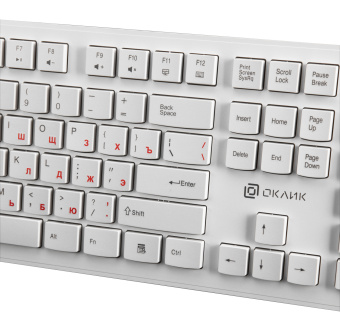 Клавиатура Оклик 505M белый USB slim