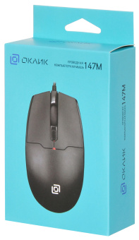Мышь Оклик 147M черный оптическая (1600dpi) USB (4but)